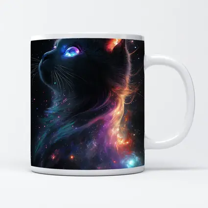 Black Cat Galaxy Space Cosmic Fantasy Art