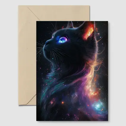 Black Cat Galaxy Space Cosmic Fantasy Art