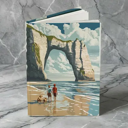 Etretat Cliffs Beach Walk Retro Travel Art