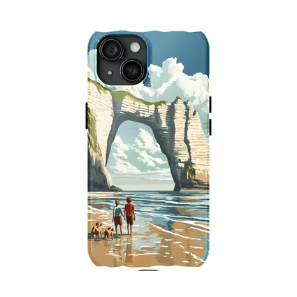 Etretat Cliffs Beach Walk Retro Travel Art