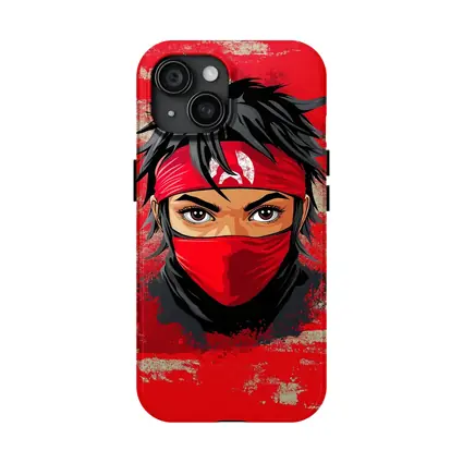 Red Ninja Warrior Anime Art Bold Background