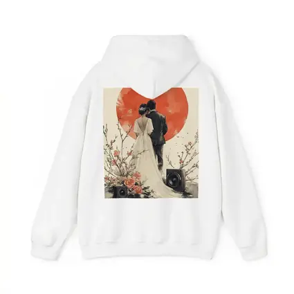 Wedding Couple Cherry Blossoms Red Circle Art