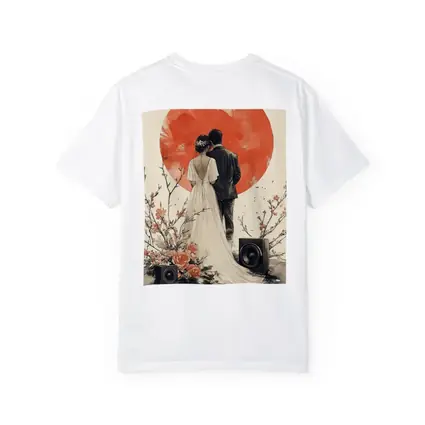 Wedding Couple Cherry Blossoms Red Circle Art