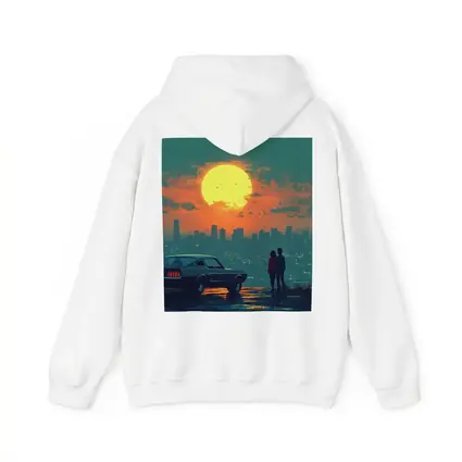 Ford Mustang Couple City Sunset Retro Art