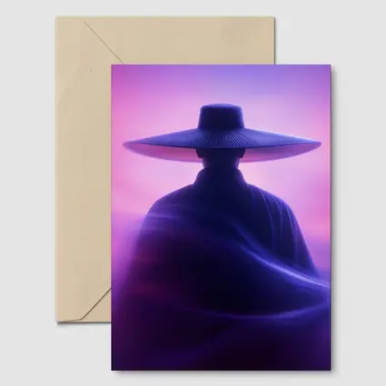 Samurai Figure Purple Neon Mist Background