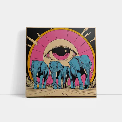 Blue Elephants Giant Eye Pop Art