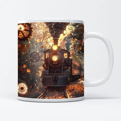Vintage Steam Train Autumn Forest Steampunk