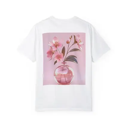 Pink Cherry Blossoms Glass Vase Pink Background