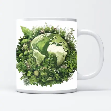 Green Earth Globe Surrounded By Lush Plants