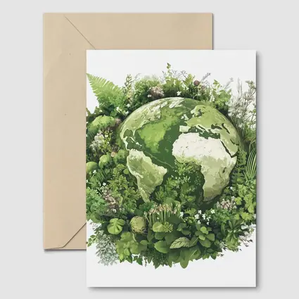 Green Earth Globe Surrounded By Lush Plants