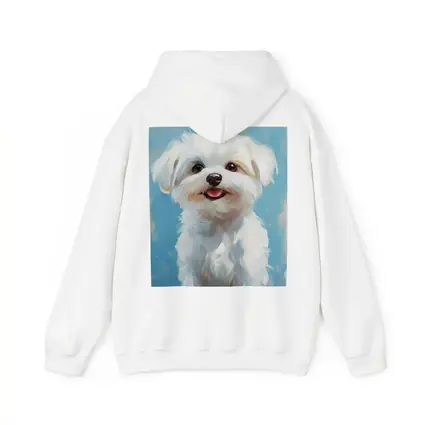 Maltese Dog Oil Painting Blue Background