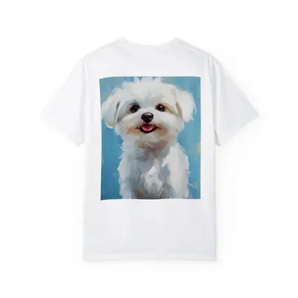 Maltese Dog Oil Painting Blue Background