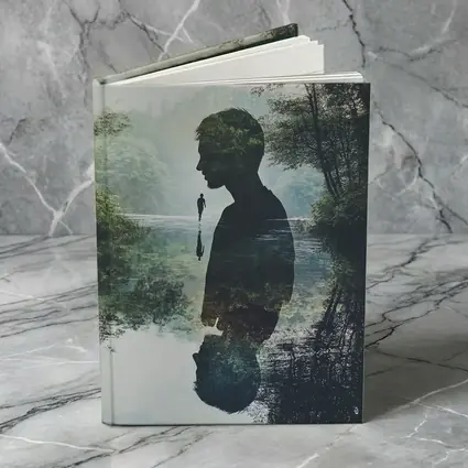 Double Exposure Man Silhouette Forest River