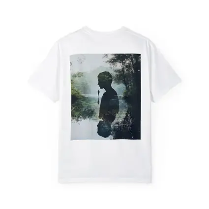 Double Exposure Man Silhouette Forest River