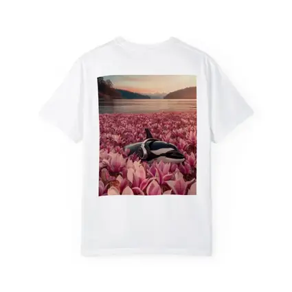 Orca Whale With Headphones Pink Magnolia Field