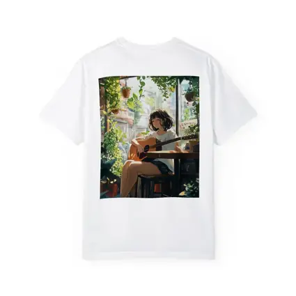 Anime Girl Playing Guitar Cozy Cafe