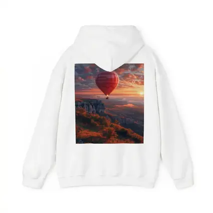 Red Hot Air Balloon Sunset Mountain Valley