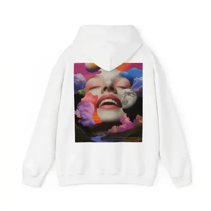 Surreal Woman Face Colorful Cloud Collage Art