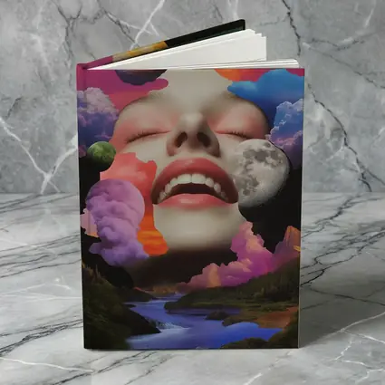 Surreal Woman Face Colorful Cloud Collage Art