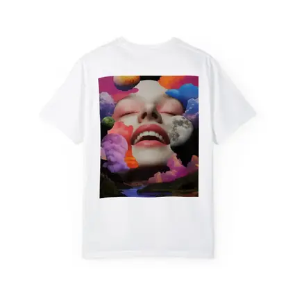 Surreal Woman Face Colorful Cloud Collage Art