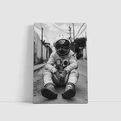 Astronaut Sitting Alone On City Street
