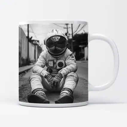 Astronaut Sitting Alone On City Street
