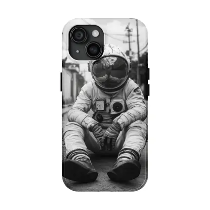 Astronaut Sitting Alone On City Street