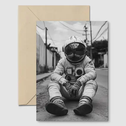 Astronaut Sitting Alone On City Street