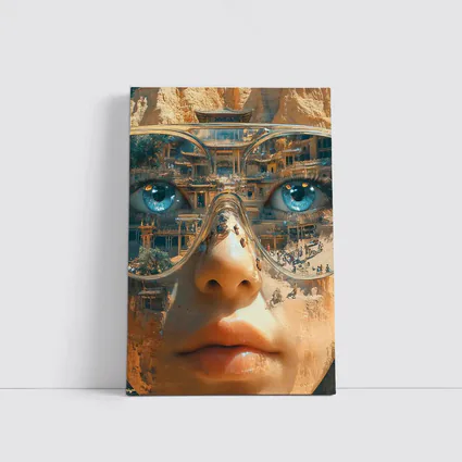 Woman Face Double Exposure Ancient Temple