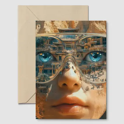 Woman Face Double Exposure Ancient Temple