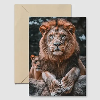Male Lion Resting On Rocky Surface