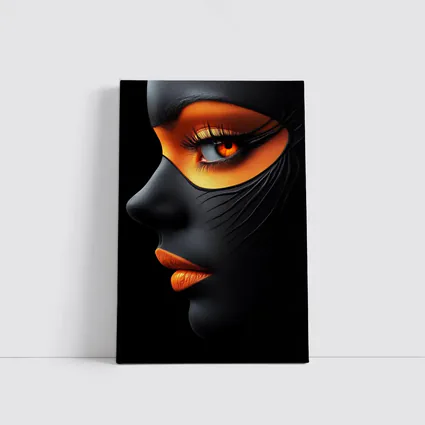 Black Face Portrait Orange Eye Makeup Art