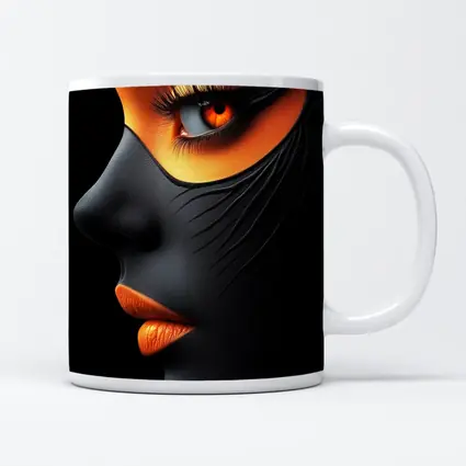Black Face Portrait Orange Eye Makeup Art