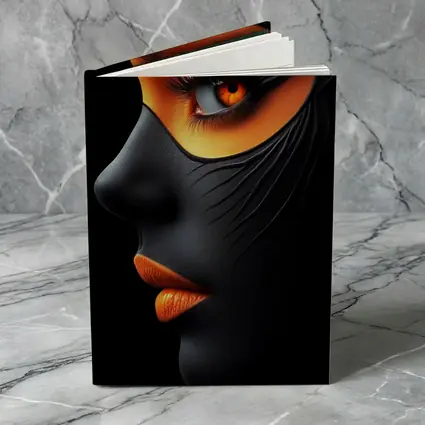 Black Face Portrait Orange Eye Makeup Art