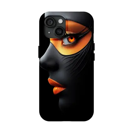 Black Face Portrait Orange Eye Makeup Art