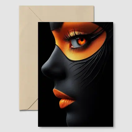 Black Face Portrait Orange Eye Makeup Art