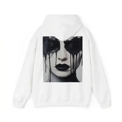 Dark Ink Drip Woman Face Black White