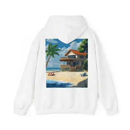 Pixel Art Beach House Tropical Shore