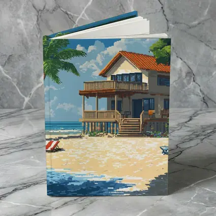 Pixel Art Beach House Tropical Shore