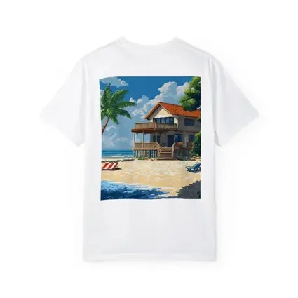 Pixel Art Beach House Tropical Shore