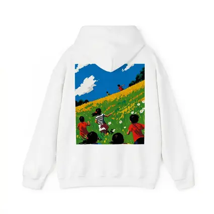 Children Running Through Sunny Wildflower Field