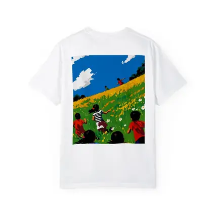 Children Running Through Sunny Wildflower Field