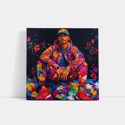 Colorful Man Portrait Pop Art Flowers