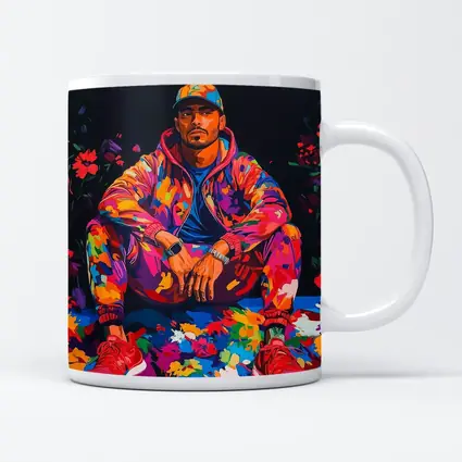 Colorful Man Portrait Pop Art Flowers