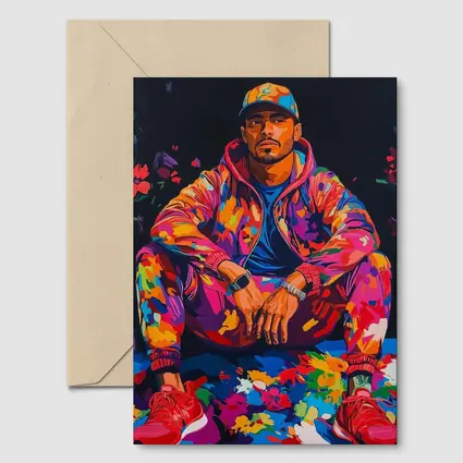 Colorful Man Portrait Pop Art Flowers