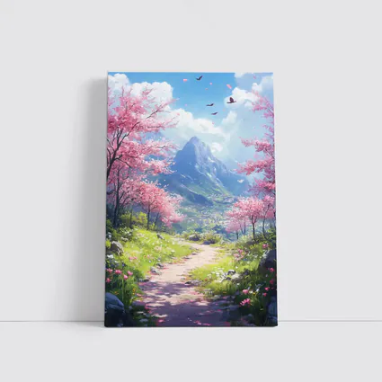 Cherry Blossom Path Mountain Anime Art