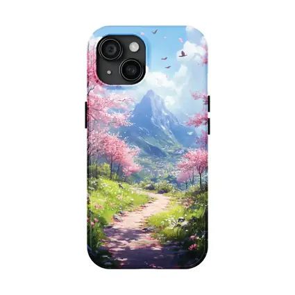 Cherry Blossom Path Mountain Anime Art