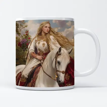 Medieval Princess Riding White Horse Fantasy Art