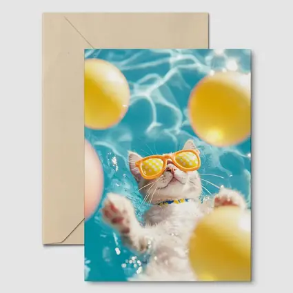 Cool Cat Sunglasses Swimming Pool Summer