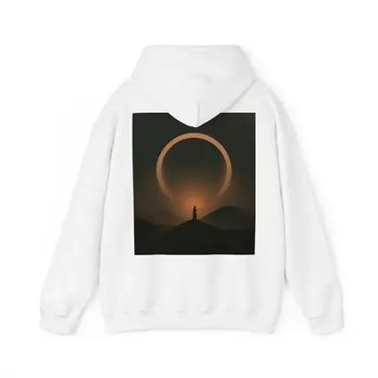 Lone Figure Desert Eclipse Glowing Ring